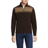 Lands' End Anyweather Fleece Quarter Zip Pullover In Rich Coffee Fairisle