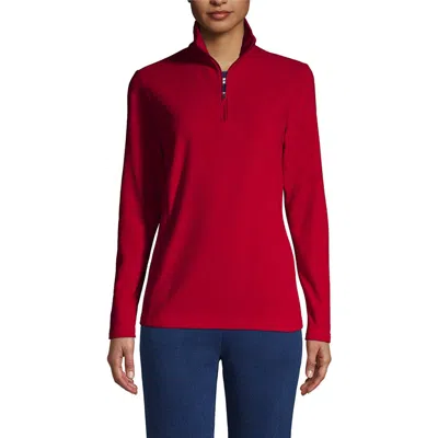 Lands' End Anyweather Fleece Quarter Zip Pullover In Rich Red