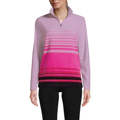 Lands' End Anyweather Fleece Quarter Zip Pullover In Spiced Rhubarb Ombre Stripe