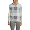 Lands' End Plus Size Anyweather Fleece Quarter Zip Pullover In Surf Gray Buffalo Check