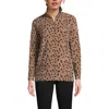Lands' End Anyweather Fleece Quarter Zip Pullover In Warm Tawny Brown Animal Spots