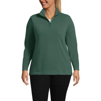 Lands' End Anyweather Fleece Quarter Zip Pullover In Washed Evergreen