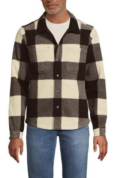 Lands' End Anyweather Fleece Shirt Jacket In Brown