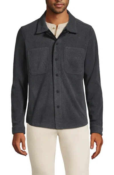 Lands' End Anyweather Fleece Shirt Jacket In Dark Charcoal Heather