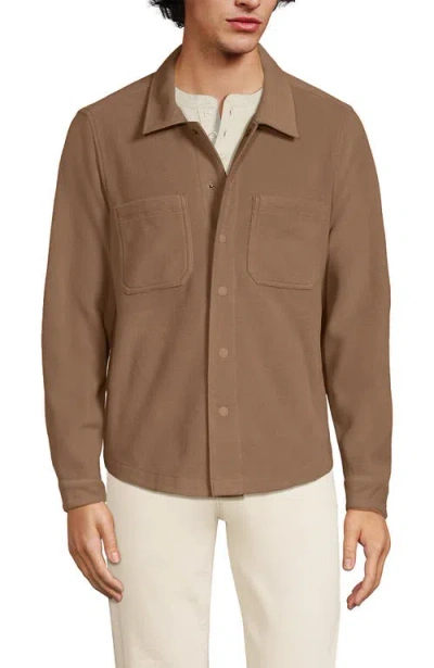 Lands' End Anyweather Fleece Shirt Jacket In Honey Beige
