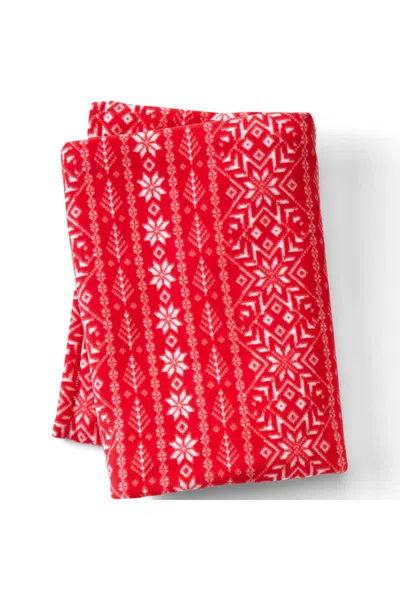 Lands' End Anyweather Fleece Throw Blanket In Red