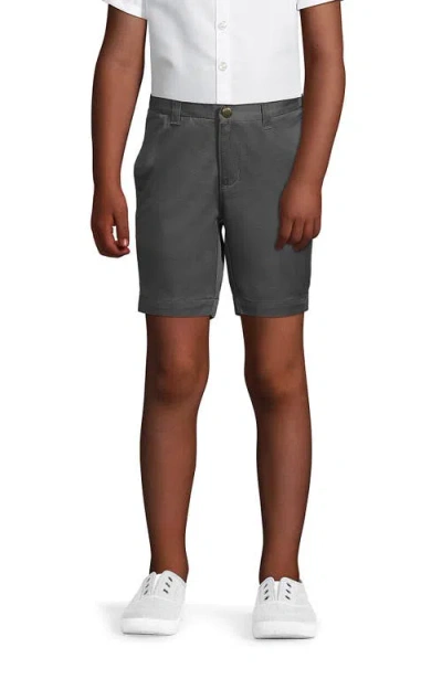 Lands' End Kids'  Girls Plain Front Blend Chino Shorts In Arctic Gray