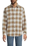 Lands' End Authentic Flannel Shirt With Corduroy Collar In Brown