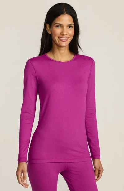 Lands' End Baselayer Cozy Thermaskin Crewneck Top In Pink
