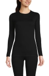 Lands' End Baselayer Cozy Thermaskin Crewneck Top In Black