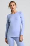 Lands' End Baselayer Cozy Thermaskin Crewneck Top In Light Cornflower