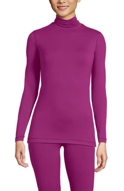 Lands' End Baselayer Cozy Thermaskin Turtleneck Top In Purple