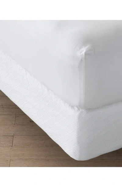 Lands' End Basketweave Cotton Matelasse Bedskirt In White