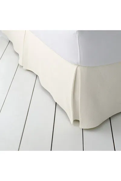 Lands' End Basketweave Cotton Matelasse Bedskirt In Neutral