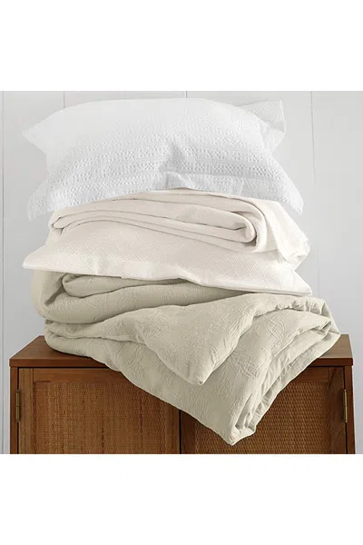 Lands' End Basketweave Cotton Matelasse Pillow Sham In White