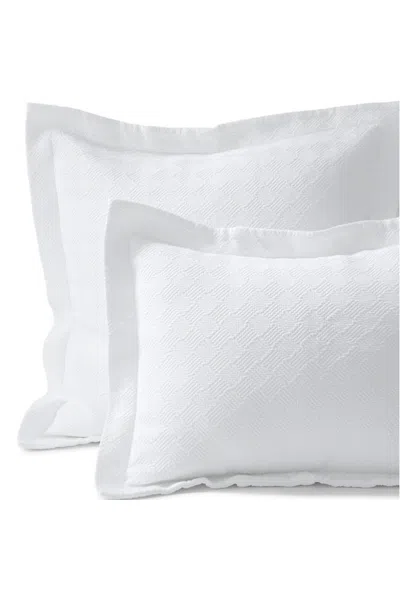 Lands' End Basketweave Cotton Matelasse Pillow Sham In White