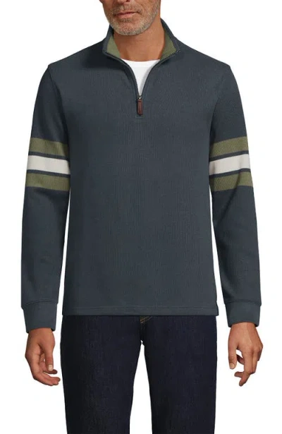 Lands' End Bedford Rib Casual Quarter Zip Sweater In Gray