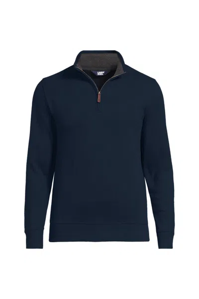 Lands' End Bedford Rib Quarter Zip Pullover Sweater In Blue