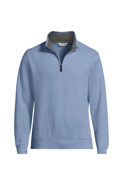 Lands' End Bedford Rib Quarter Zip Pullover Sweater In Blue