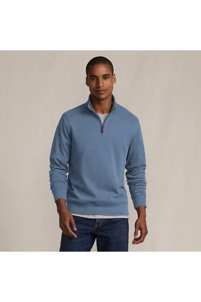 Lands' End Bedford Rib Quarter Zip Pullover Sweater In Blue