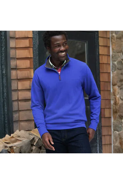 Lands' End Bedford Rib Quarter Zip Pullover Sweater In Blue