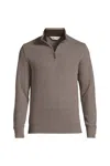 Lands' End Bedford Rib Quarter Zip Pullover Sweater In Brown