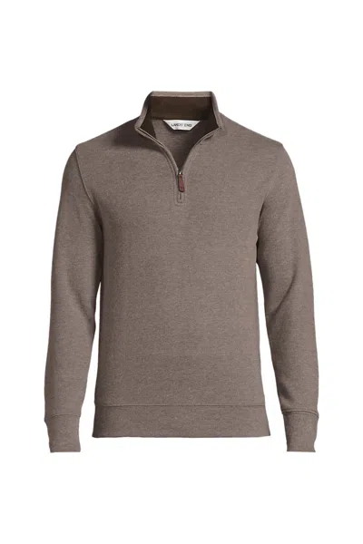 Lands' End Bedford Rib Quarter Zip Pullover Sweater In Brown