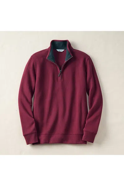 Lands' End Bedford Rib Quarter Zip Pullover Sweater In Red