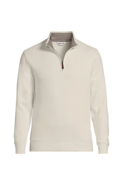 Lands' End Bedford Rib Quarter Zip Pullover Sweater In White
