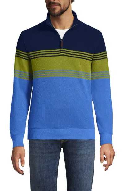 Lands' End Bedford Rib Quarter Zip Sweater In Blue