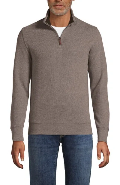 Lands' End Bedford Rib Quarter Zip Sweater In Brown
