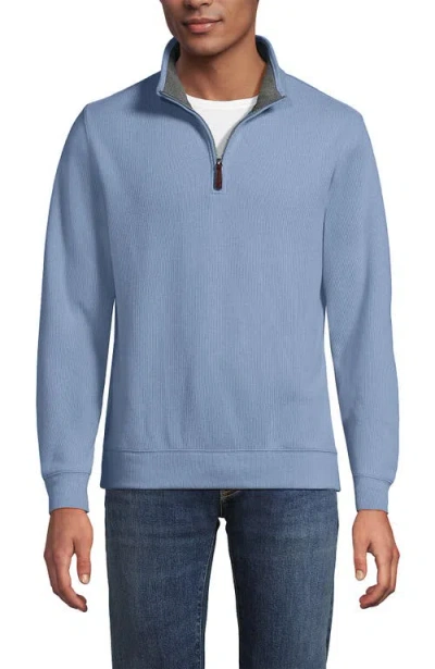 Lands' End Bedford Rib Quarter Zip Sweater In Blue