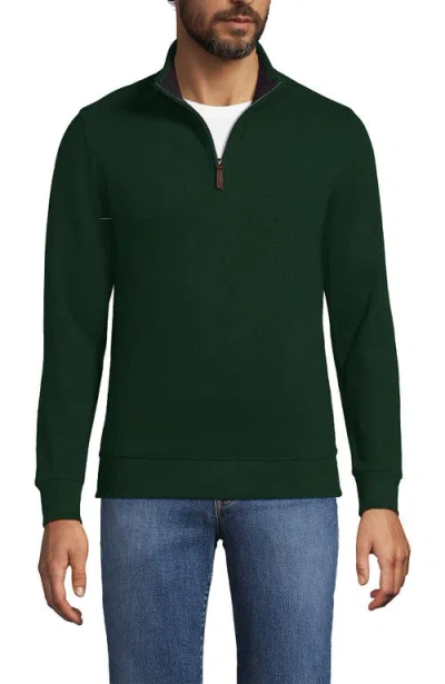 Lands' End Bedford Rib Quarter Zip Sweater In Green