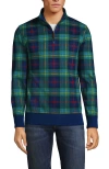Lands' End Bedford Rib Quarter Zip Sweater In Green/navy/heritage Red Plaid