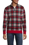 Lands' End Bedford Rib Quarter Zip Sweater In Ivory/rich Red Plaid