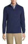 Lands' End Bedford Rib Quarter Zip Sweater In Medium Denim Heather