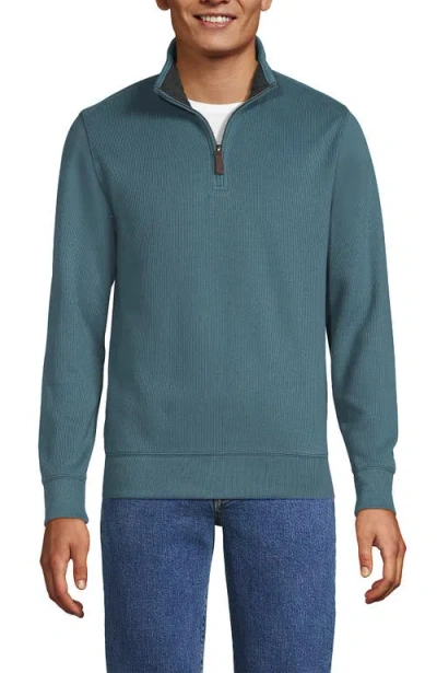 Lands' End Bedford Rib Quarter Zip Sweater In Rain Storm Blue