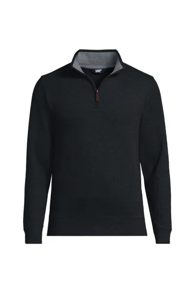 Lands' End Big And Tall Bedford Rib Quarter Zip Pullover Sweater In Black