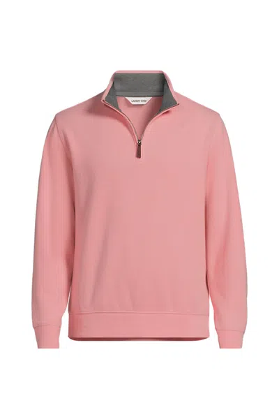 Lands' End Big And Tall Bedford Rib Quarter Zip Pullover Sweater In Pink