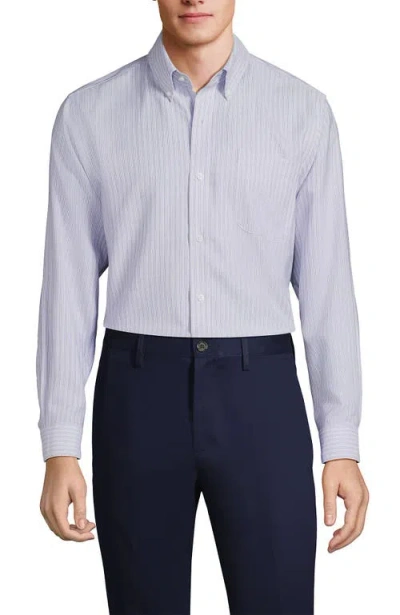 Lands' End Traditional Fit Solid No Iron Supima Oxford Dress Shirt In Blue