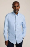 Lands' End Big And Tall Traditional Fit Pattern No Iron Supima Oxford Dress Shirt In Blue