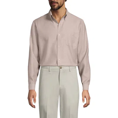 Lands' End Traditional Fit Solid No Iron Supima Oxford Dress Shirt In Brown