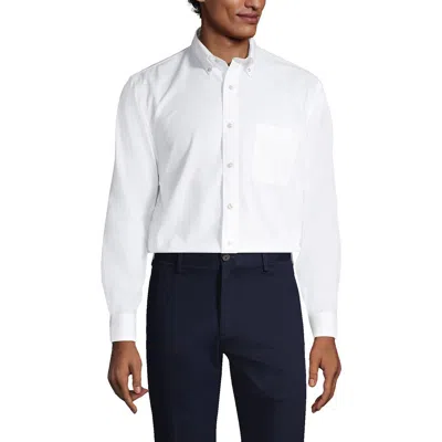 Lands' End Traditional Fit Solid No Iron Supima Oxford Dress Shirt In White
