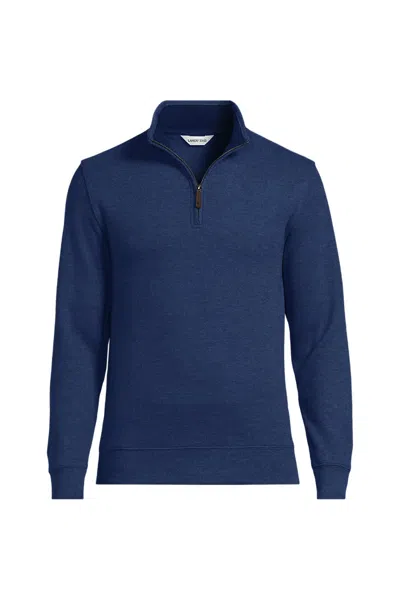 Lands' End Big Bedford Rib Quarter Zip Pullover Sweater In Blue