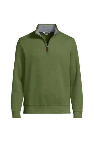 Lands' End Tall Bedford Rib Quarter Zip Pullover Sweater In Green