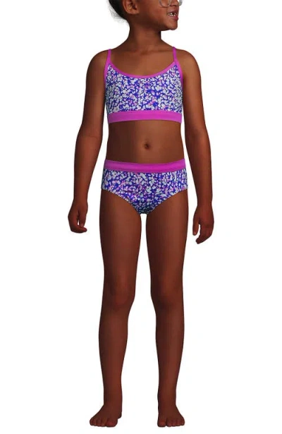 Lands' End Kids'  Big Girls 3 Piece Upf 50 Sun Protection Rash Guard Set In Purple