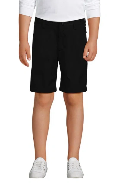 Lands' End Kids'  School Uniform Boys Active Chino Shorts In Black