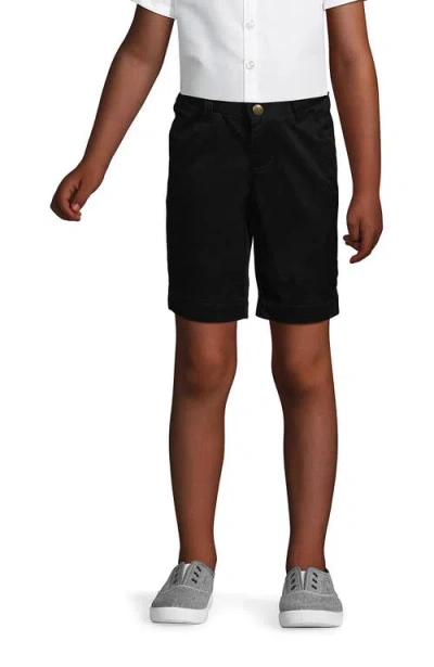 Lands' End Kids'  Girls Plain Front Blend Chino Shorts In Black