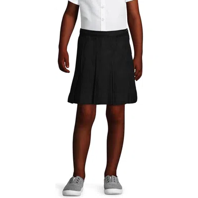 Lands' End Kids'  School Uniform Girls Solid Box Pleat Skirt Above Knee In Black