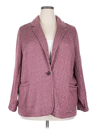 Pre-owned Lands' End Blazer Jacket In Burgundy